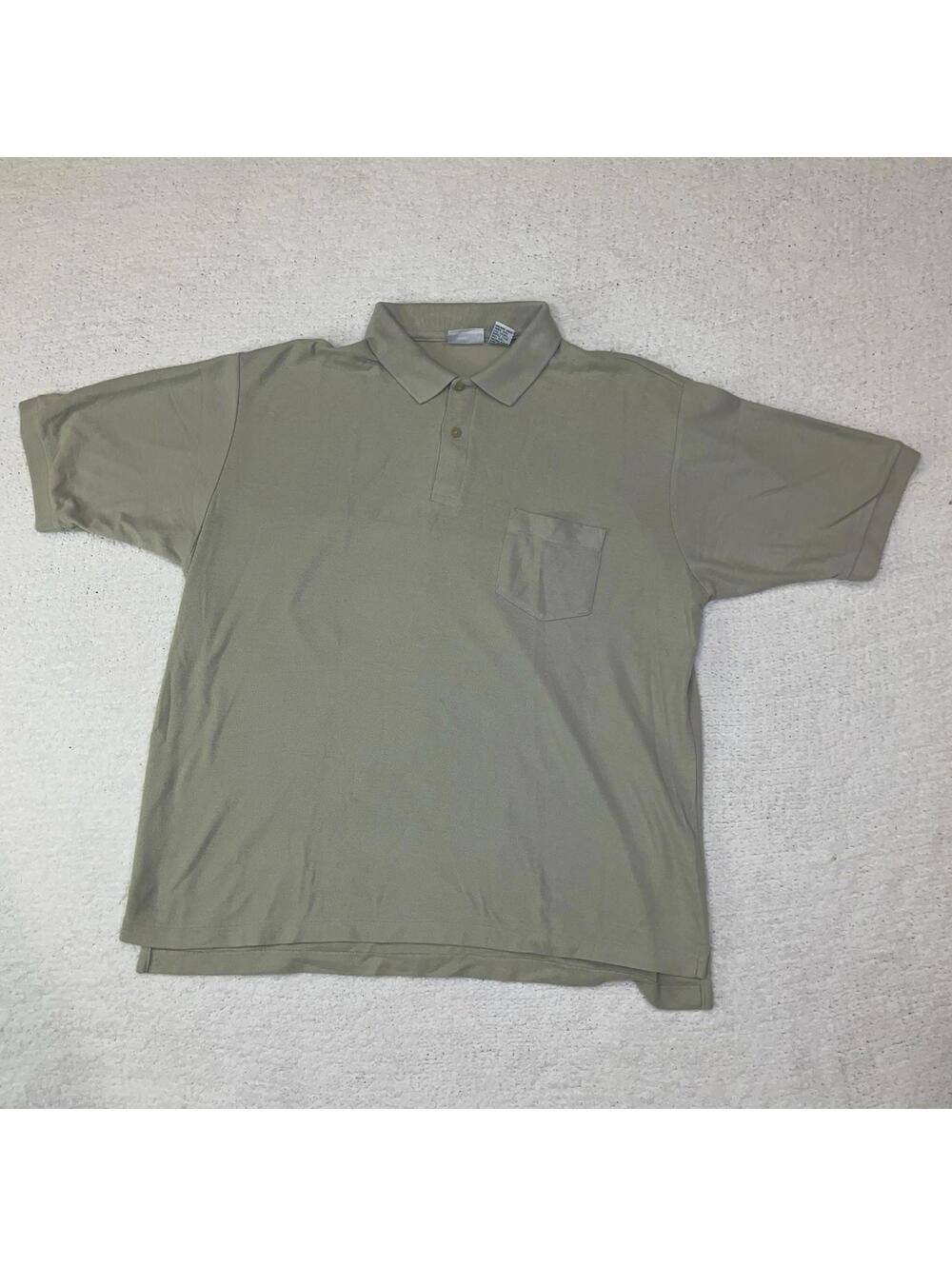 Vintage Bugle Boy Company Mens Size XXL Solid Tan Polo Golf Shirt Short Sleeve